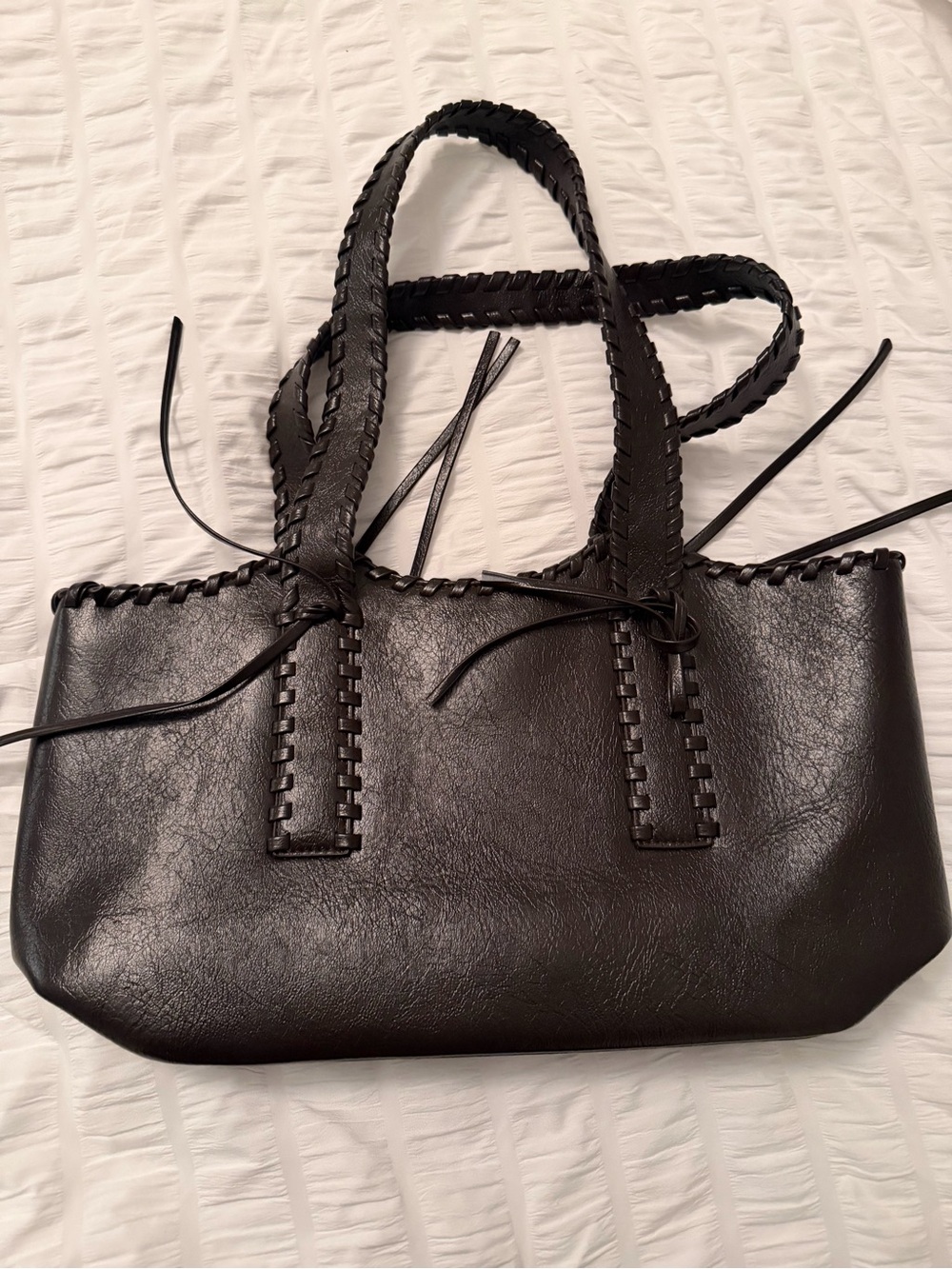 Anthropologie Dark Brown Woven-Trim Tote Bag